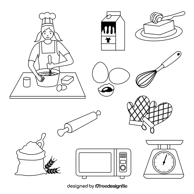 Baking icons set black and white vector
