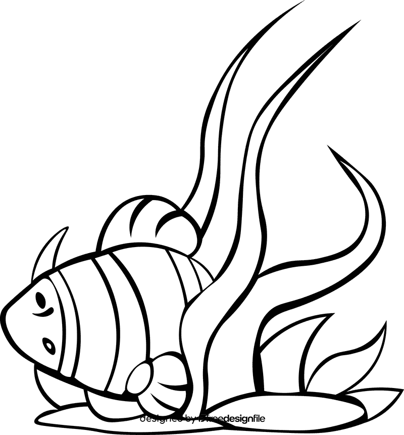 Clownfish Algae black and white clipart