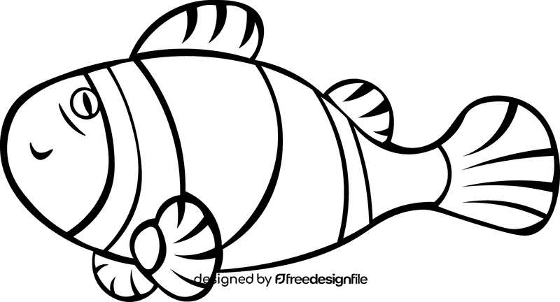 Clownfish Fish black and white clipart