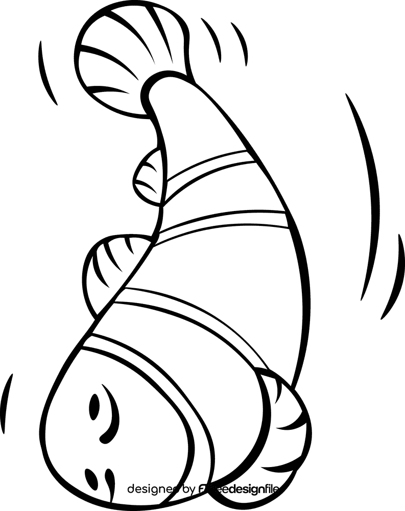 Clownfish Fish black and white clipart