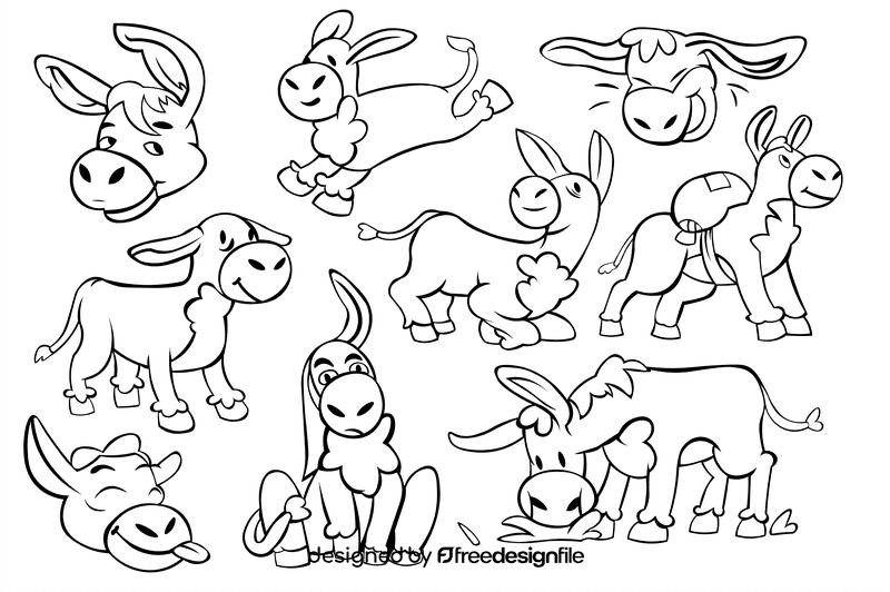 Donkey black and white vector