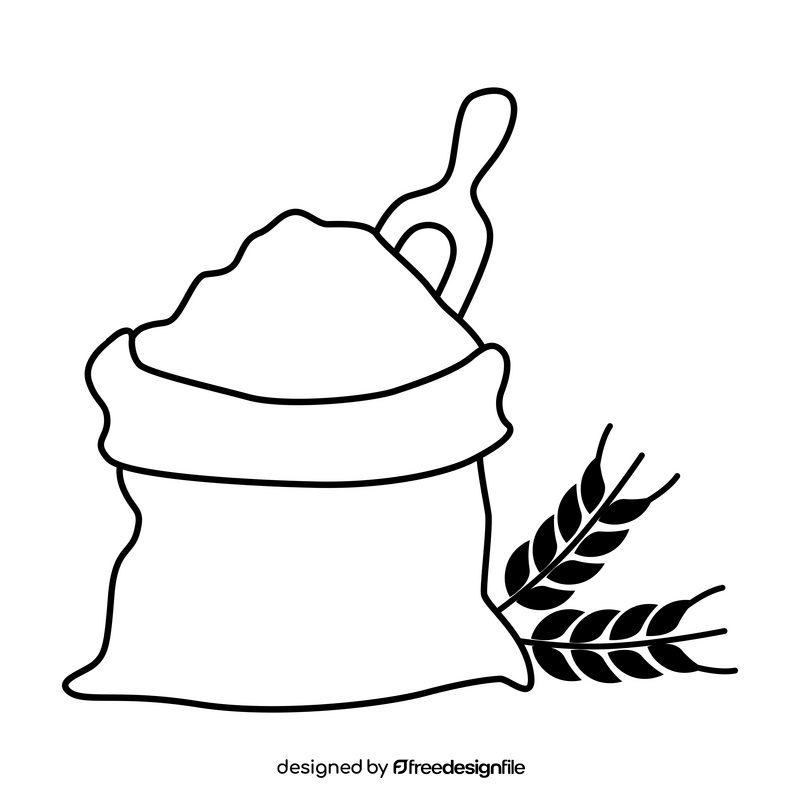 Wheat flour drawing black and white clipart