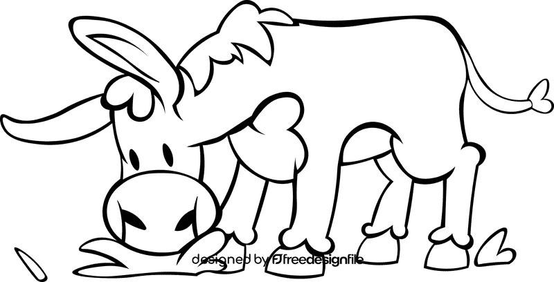 Donkey Eating black and white clipart