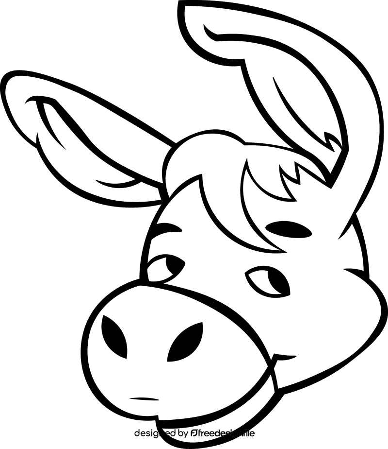 Donkey Head black and white clipart