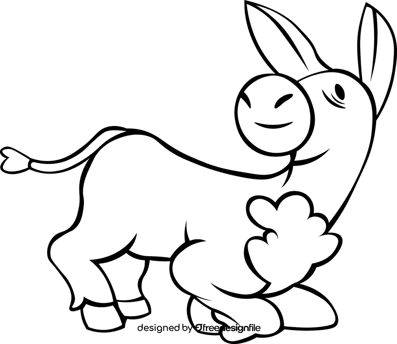 Donkey Sitting black and white clipart