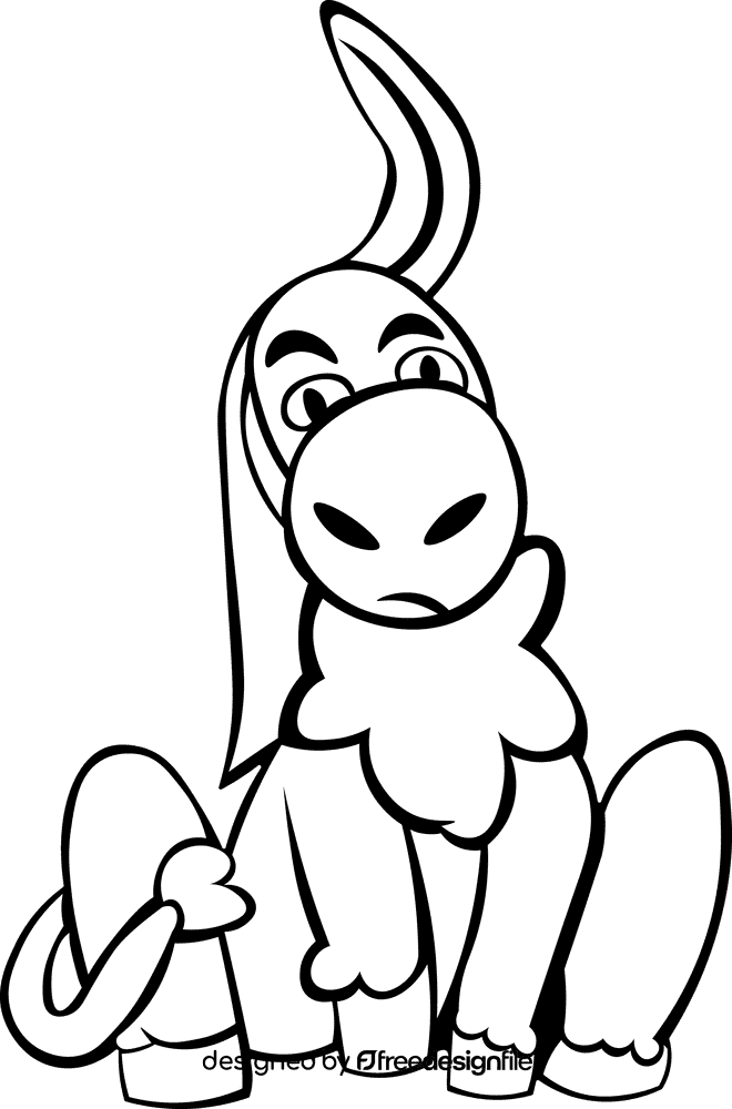 Donkey Sitting black and white clipart