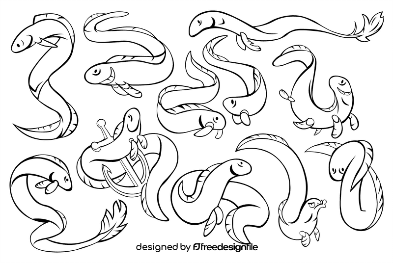 Eel black and white vector