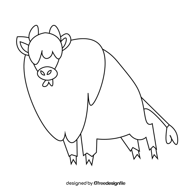 Cartoon bison big black and white clipart