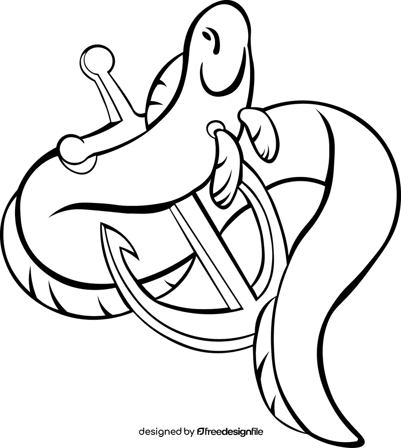 Eel Anchor black and white clipart