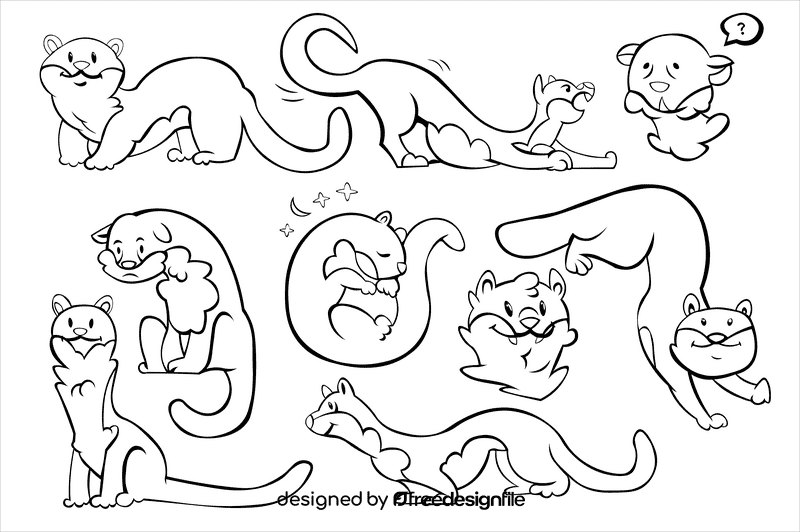 Ferret black and white vector