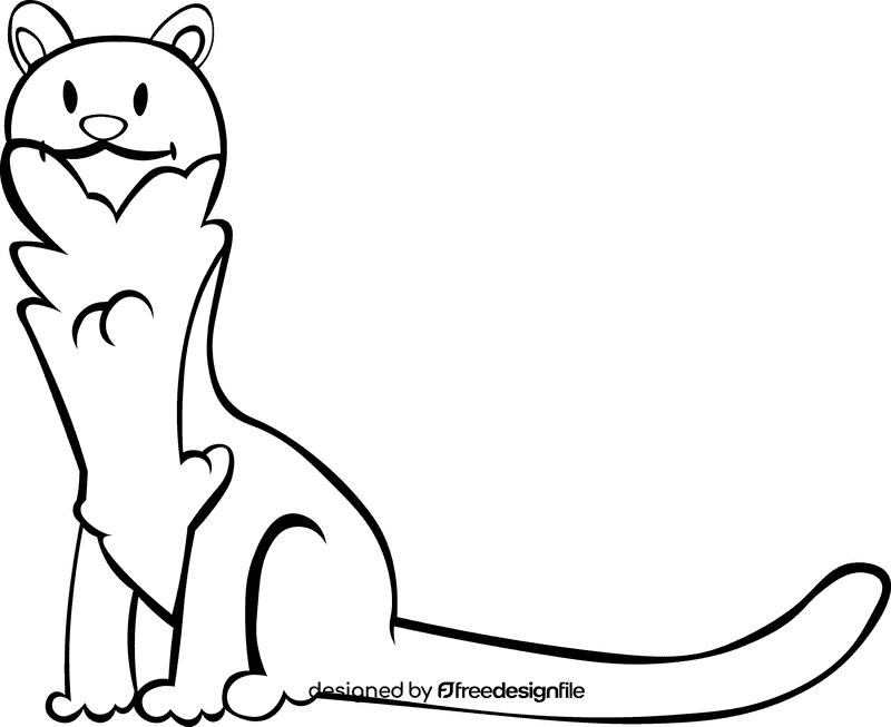 Ferret animal black and white clipart