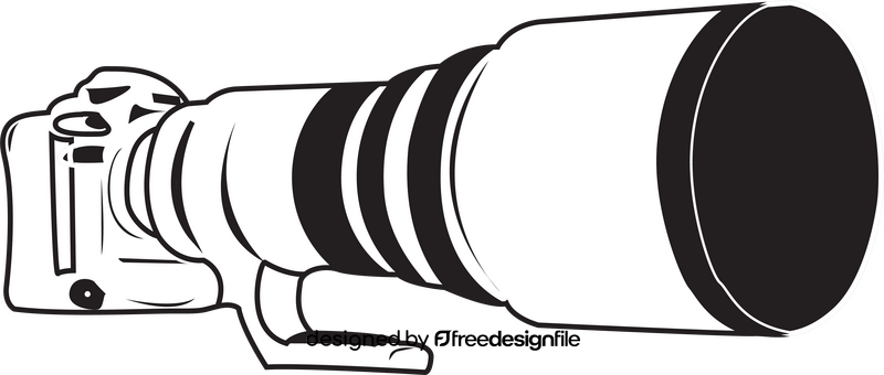 Bird watching camera drawing black and white clipart