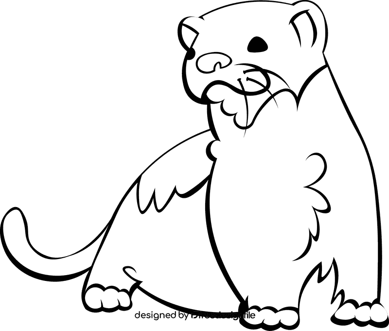 Ferret Front black and white clipart