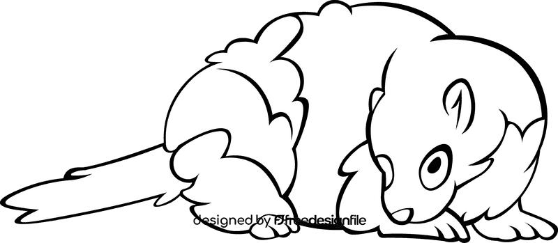 Ferret animal black and white clipart