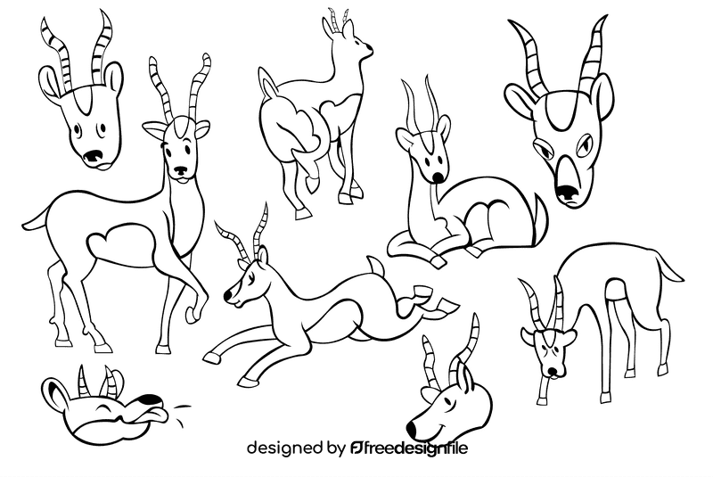 Gazelle black and white vector