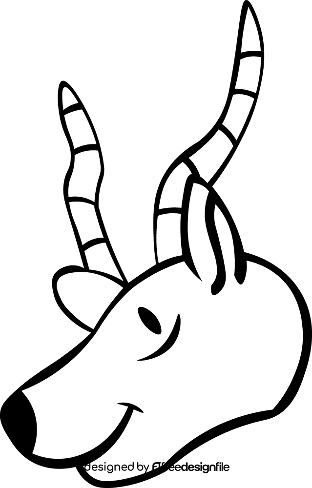 Gazelle Head black and white clipart