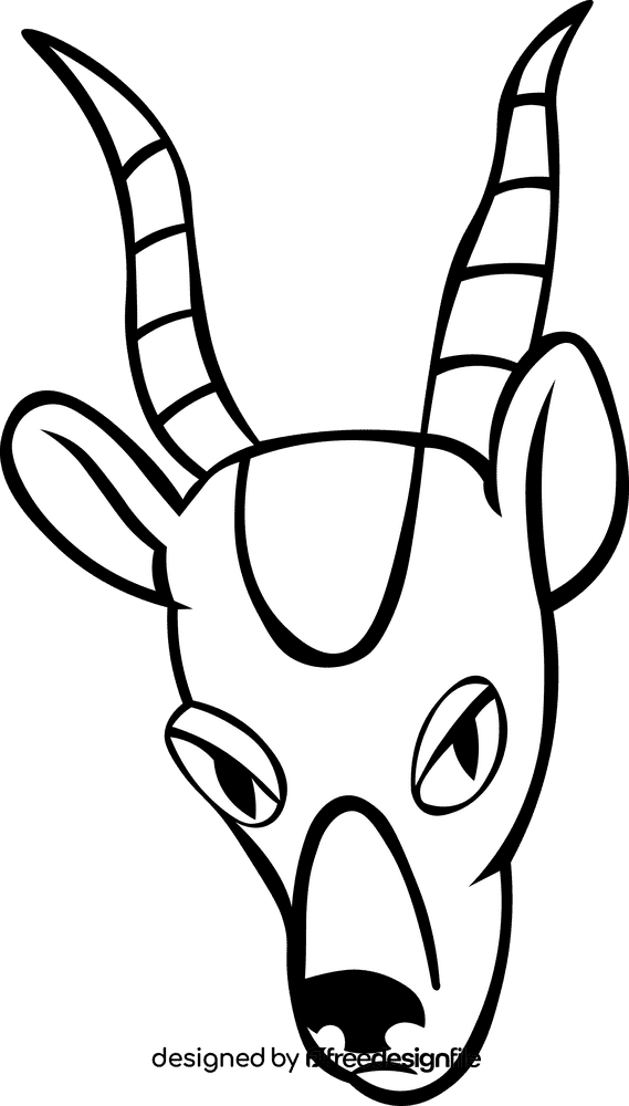 Gazelle Head black and white clipart