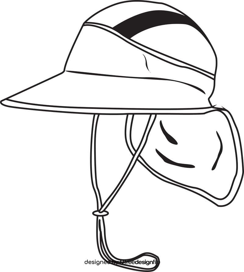 Bird watching hat drawing black and white clipart