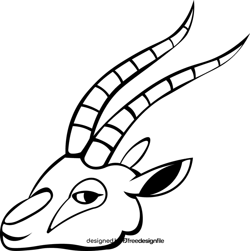 Gazelle Head black and white clipart