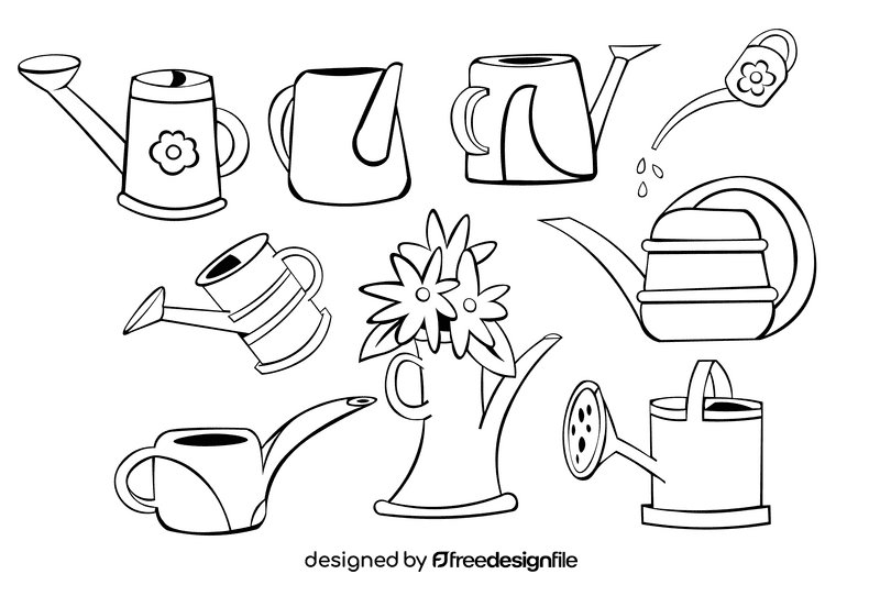 Watering Can black and white vector
