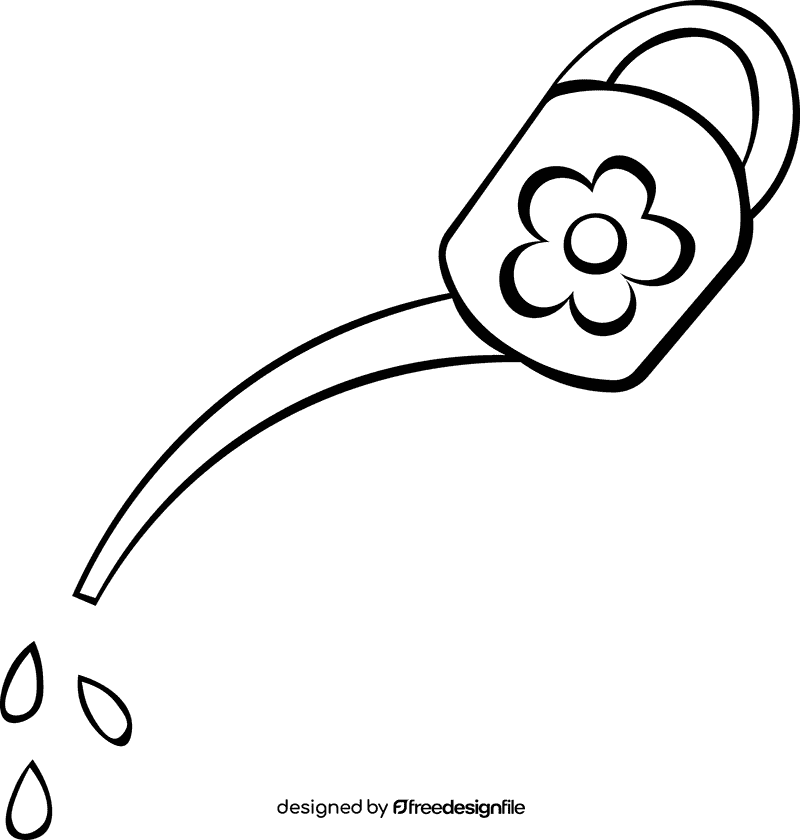 Watering Can Flower black and white clipart