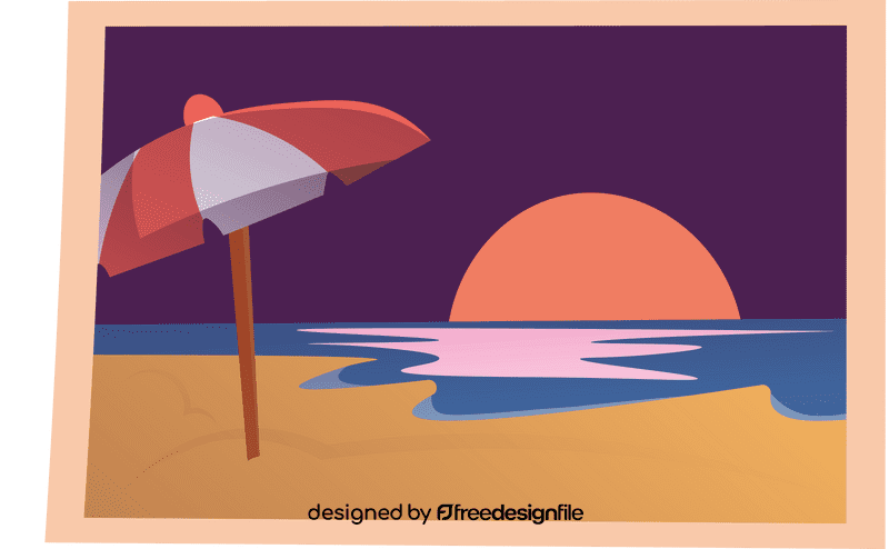 Beach scene Night clipart