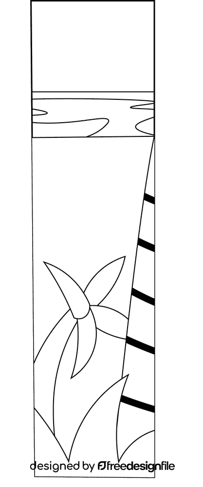 Beach scene black and white clipart