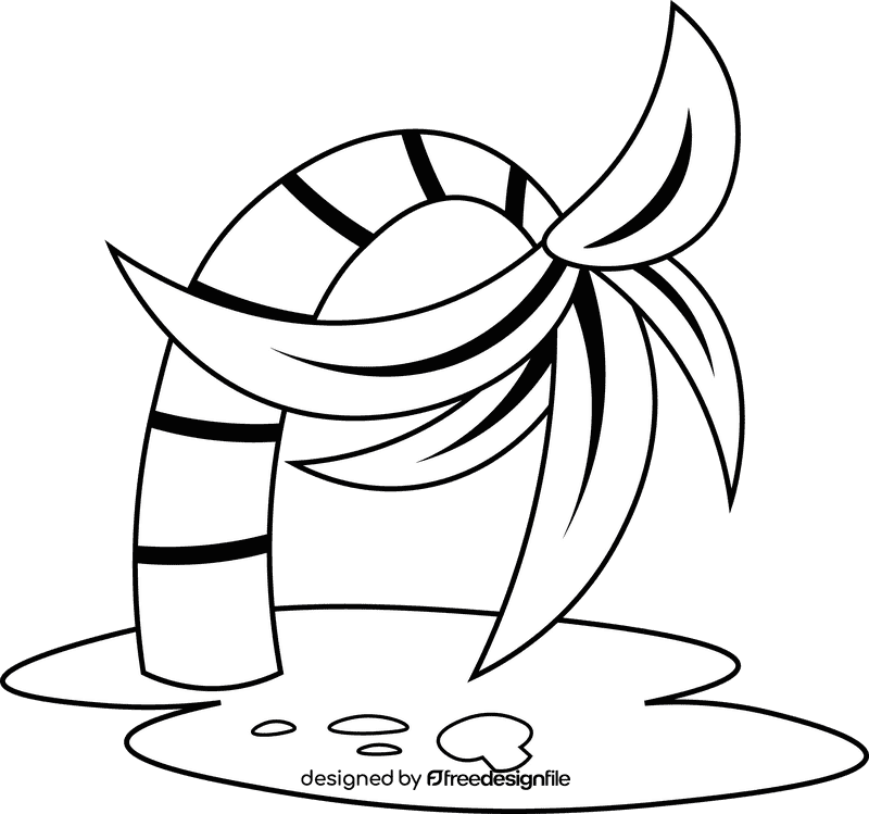 Beach scene black and white clipart