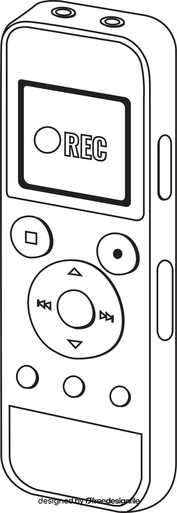 Portable recorder drawing black and white clipart