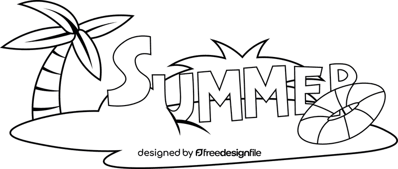 Beach scene black and white clipart