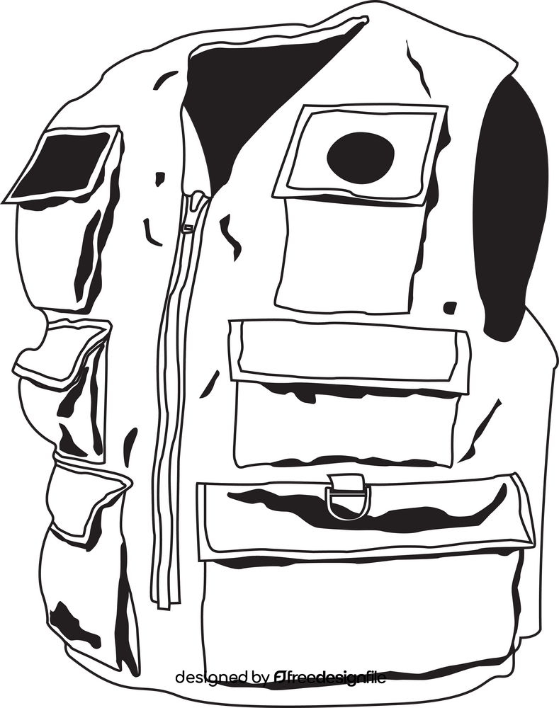 Vest drawing black and white clipart