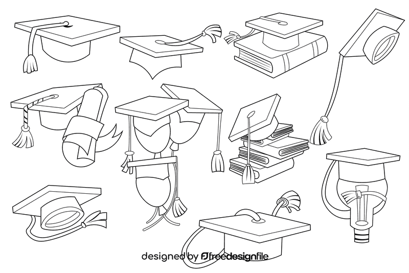 Graduation Cap black and white vector