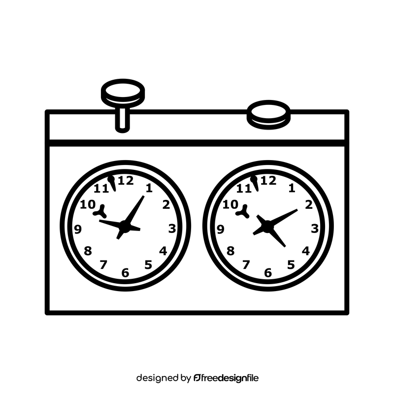 Chess clock drawing black and white clipart