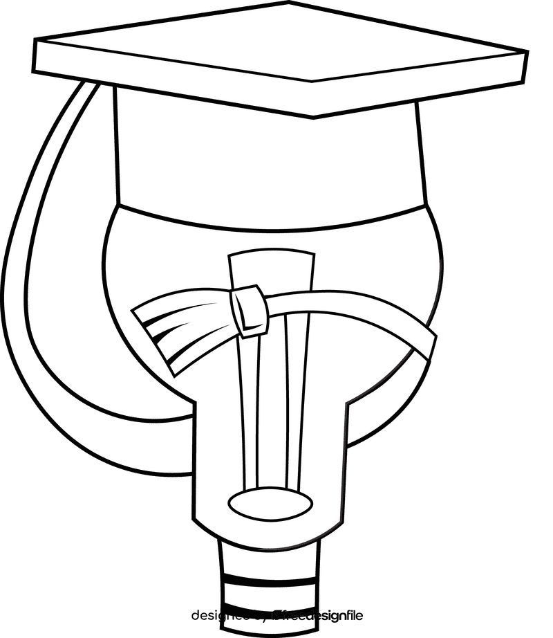 Graduation Cap Light Bulb black and white clipart