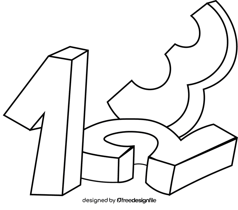 Math Numbers black and white clipart