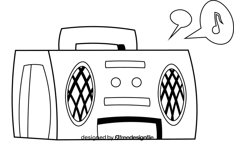 Music Boombox black and white clipart