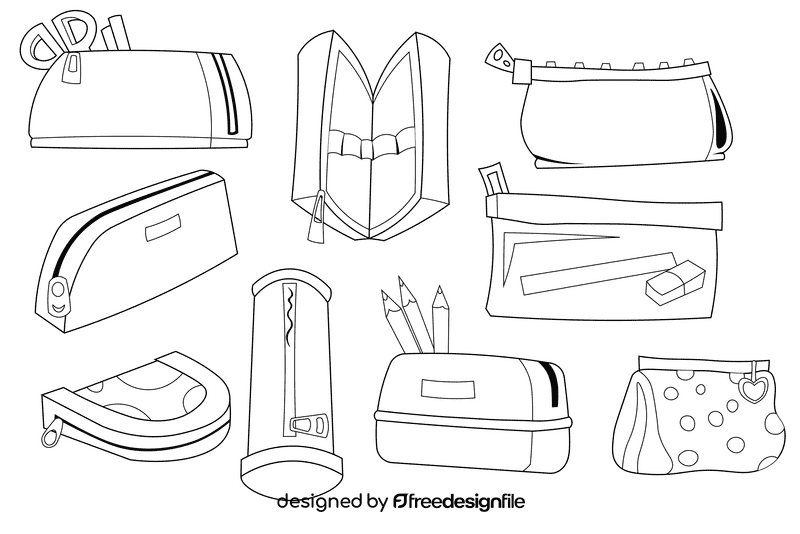 Pencil case black and white vector