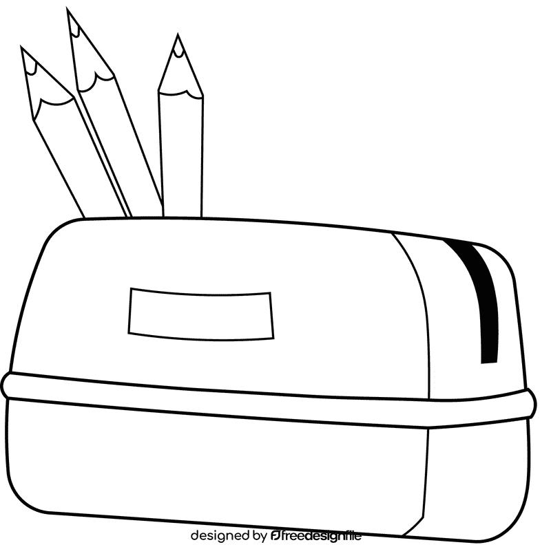 Pencil case black and white clipart