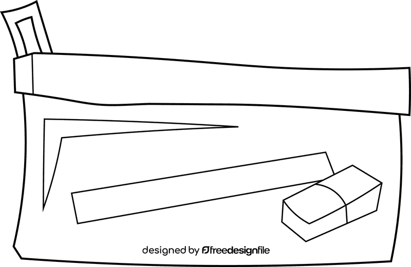 Pencil case black and white clipart