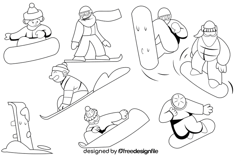 Snowboarding black and white vector
