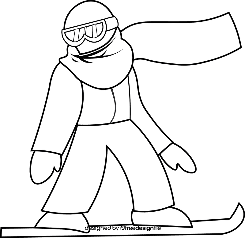Snowboarding Snowboarder black and white clipart