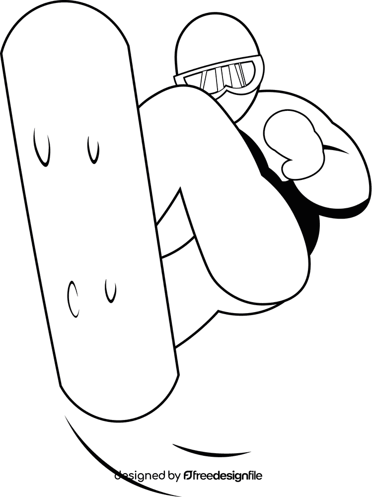 Snowboarding black and white clipart