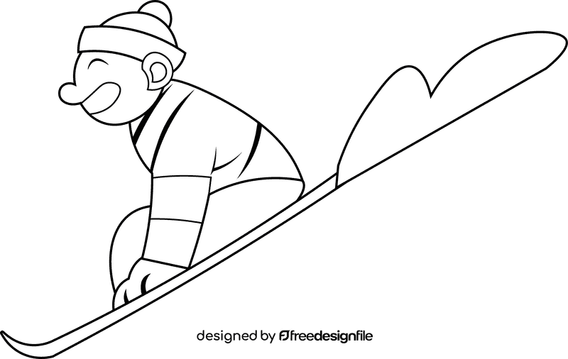 Snowboarding Snowboarder black and white clipart