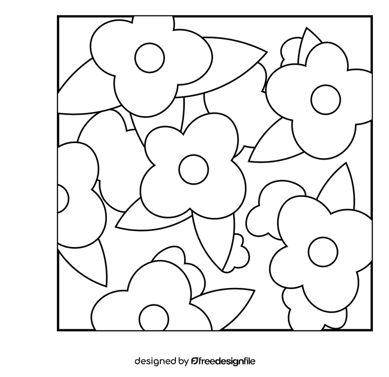 Texture Flowers black and white clipart