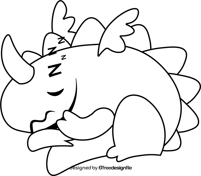 Dragon Sleep black and white clipart