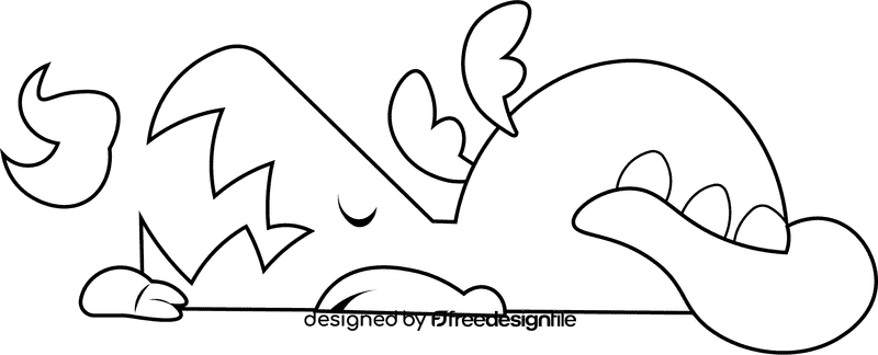 Dragon Sleep black and white clipart