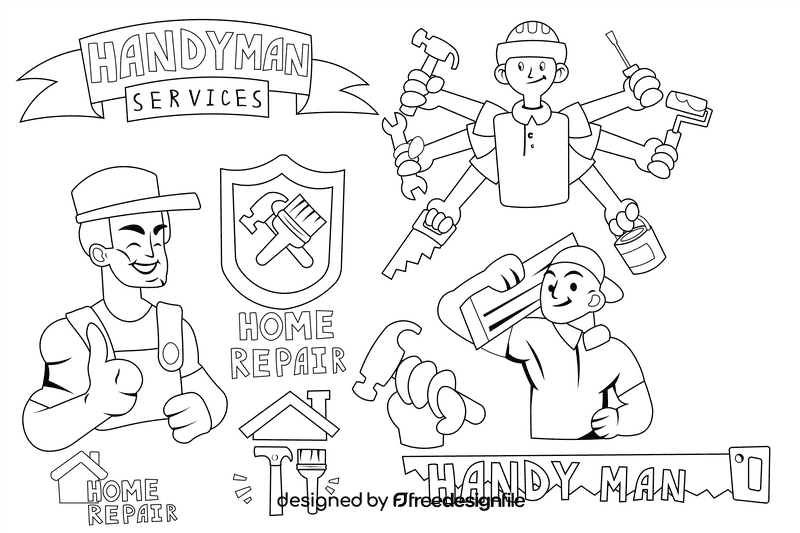 Handyman black and white vector