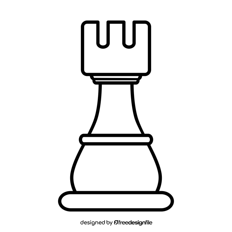 Chess rook drawing black and white clipart