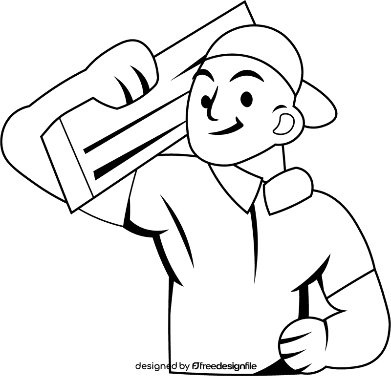 Handyman black and white clipart