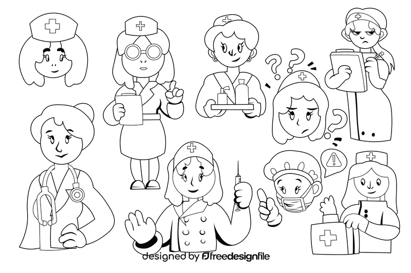Nurse black and white vector